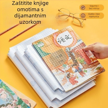10 samoljepljivih zaštitnih omota za knjige, debljih, vodootpornih, ekoloških, bez rezanja, za učenike osnovne i srednje škole