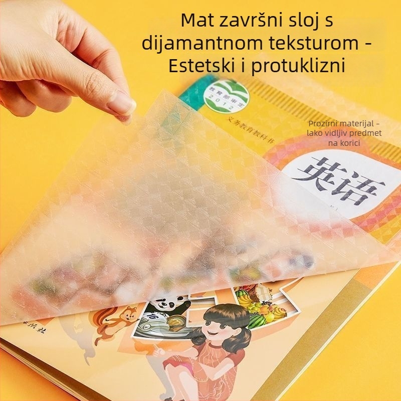10 samoljepljivih zaštitnih omota za knjige, debljih, vodootpornih, ekoloških, bez rezanja, za učenike osnovne i srednje škole