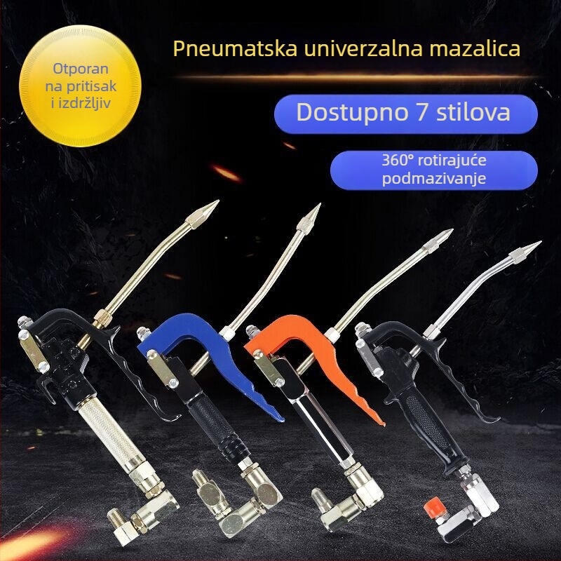 Aluminijska univerzalna glava za pneumatsku pištolj za mazivo, visokotlačna, kompatibilna s većinom pištolja za mazivo; dorađen dizajn s prilagodljivom kopčom za debele i tanke spojnice