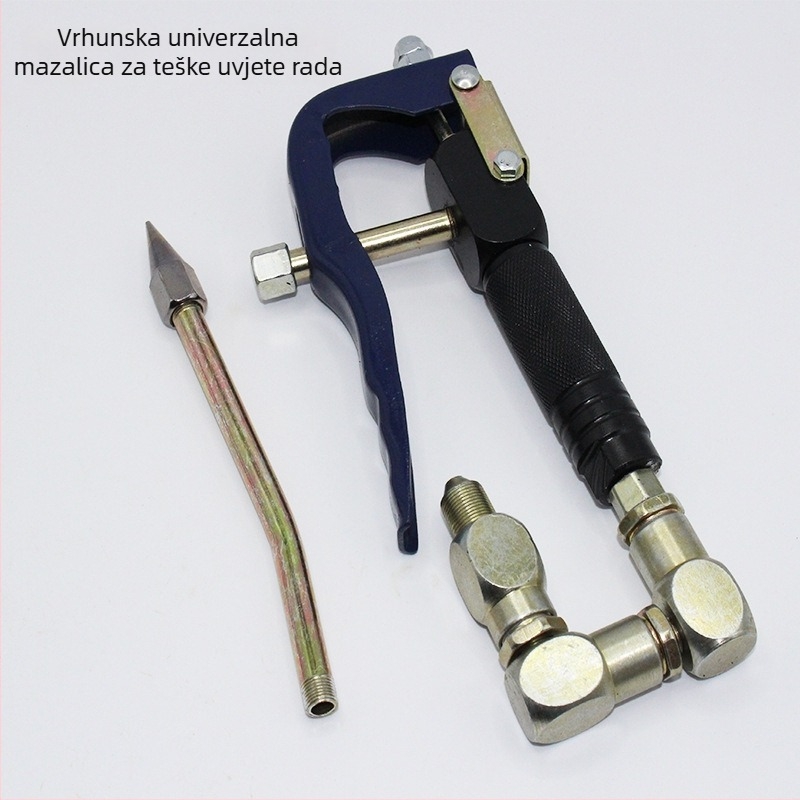 Aluminijska univerzalna glava za pneumatsku pištolj za mazivo, visokotlačna, kompatibilna s većinom pištolja za mazivo; dorađen dizajn s prilagodljivom kopčom za debele i tanke spojnice