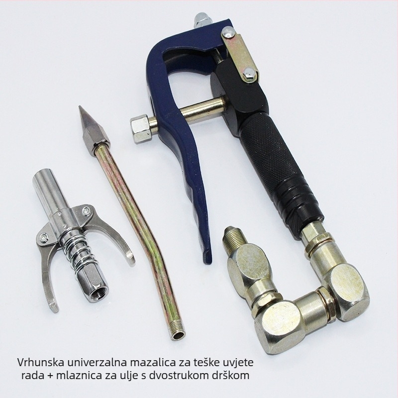 Aluminijska univerzalna glava za pneumatsku pištolj za mazivo, visokotlačna, kompatibilna s većinom pištolja za mazivo; dorađen dizajn s prilagodljivom kopčom za debele i tanke spojnice