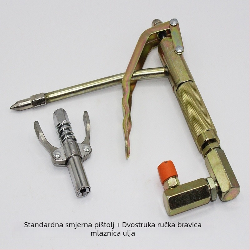 Aluminijska univerzalna glava za pneumatsku pištolj za mazivo, visokotlačna, kompatibilna s većinom pištolja za mazivo; dorađen dizajn s prilagodljivom kopčom za debele i tanke spojnice