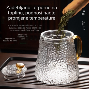 2026 Stakleni čajnik otporan na visoke temperature s filtrom, kućna uporaba