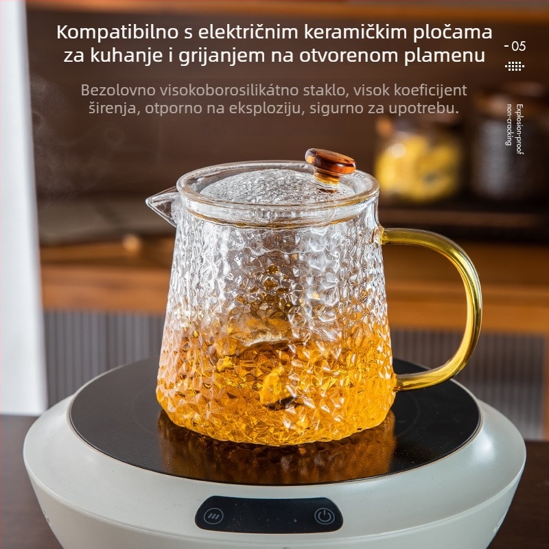 2026 Stakleni čajnik otporan na visoke temperature s filtrom, kućna uporaba