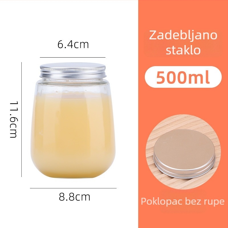 Dvostruka staklena boca za čaj s poklopcem, od borosilikatnog stakla visoke toplinske otpornosti, s premazom u spreju boje, pogodna za tople napitke i sokove.