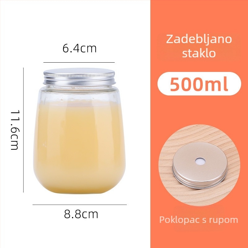 Dvostruka staklena boca za čaj s poklopcem, od borosilikatnog stakla visoke toplinske otpornosti, s premazom u spreju boje, pogodna za tople napitke i sokove.