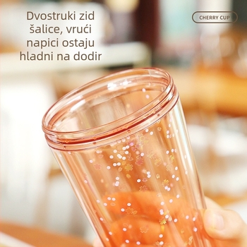 Šalica s slamkom u korejskom stilu, poklopac u obliku latice trešnje, prijenosna plastična čaša za čaj s mlijekom