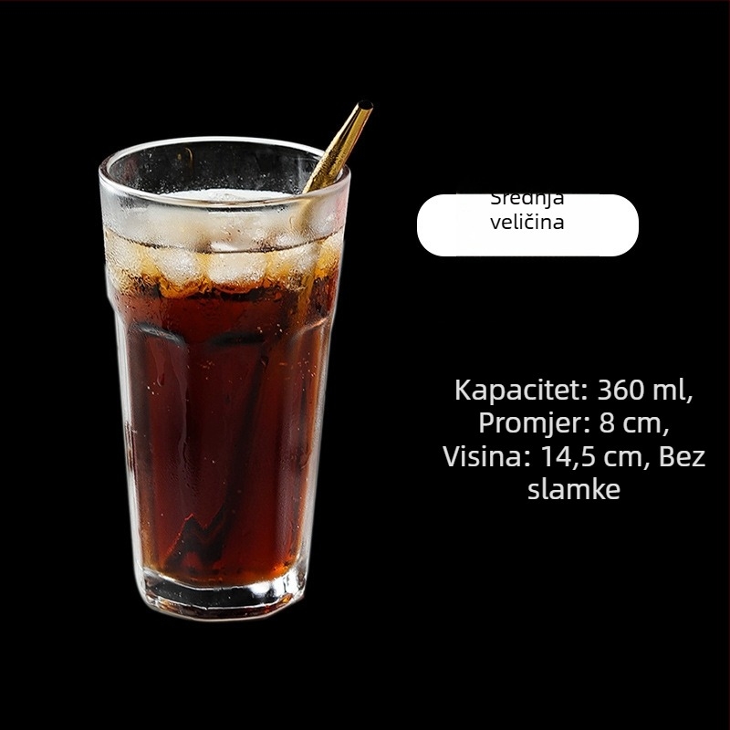 Staklena čaša za vodu, osmerokutnog oblika, velike kapacitete, šestero-dijelni set, bez ručke i poklopca, pogodan za voćni čaj, mliječni čaj, smoothie i pivo, za restorane