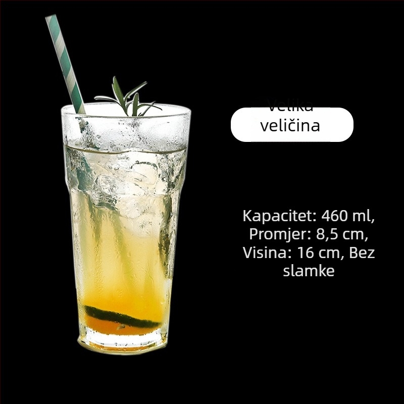 Staklena čaša za vodu, osmerokutnog oblika, velike kapacitete, šestero-dijelni set, bez ručke i poklopca, pogodan za voćni čaj, mliječni čaj, smoothie i pivo, za restorane