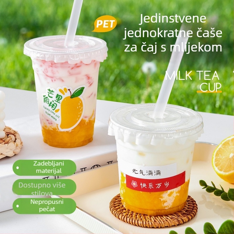 Jednokratna plastična čaša za sok s poklopcem; PET; promjer 98 mm; kapacitet 360, 400, 500 ili 520 ml; pogodno za štandove s sokovima