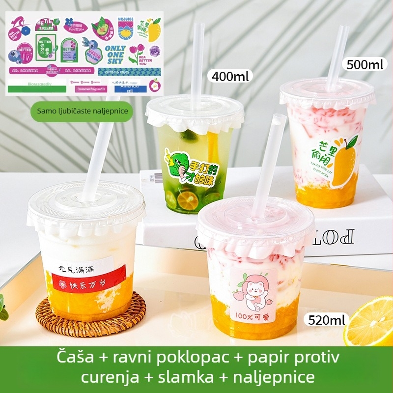 Jednokratna plastična čaša za sok s poklopcem; PET; promjer 98 mm; kapacitet 360, 400, 500 ili 520 ml; pogodno za štandove s sokovima