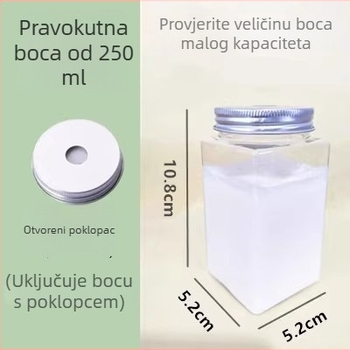 Jednokratna plastična boca za napitke s otvorom za slamku, kapaciteta 401–500 ml, kvadratnog oblika, za čaj s mlijekom, voćni čaj i milkshake