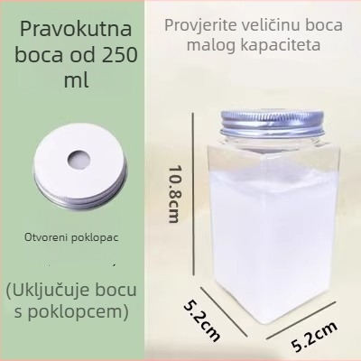 Jednokratna plastična boca za napitke s otvorom za slamku, kapaciteta 401–500 ml, kvadratnog oblika, za čaj s mlijekom, voćni čaj i milkshake