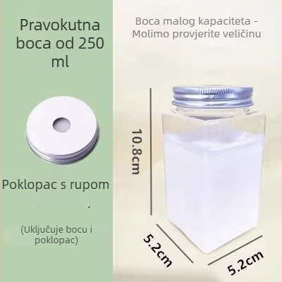 Jednokratna plastična boca za napitke s otvorom za slamku, kapaciteta 401–500 ml, kvadratnog oblika, za čaj s mlijekom, voćni čaj i milkshake
