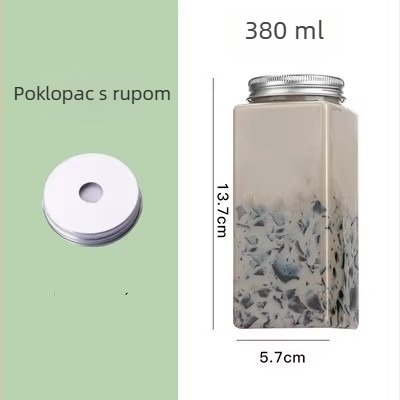 Jednokratna plastična boca za napitke s otvorom za slamku, kapaciteta 401–500 ml, kvadratnog oblika, za čaj s mlijekom, voćni čaj i milkshake