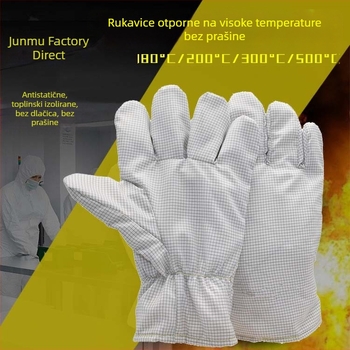 Bez prašine, antistatične rukavice otporne na visoke temperature za mikroelektroničku čistu sobu, do 200°C, bez vlakana