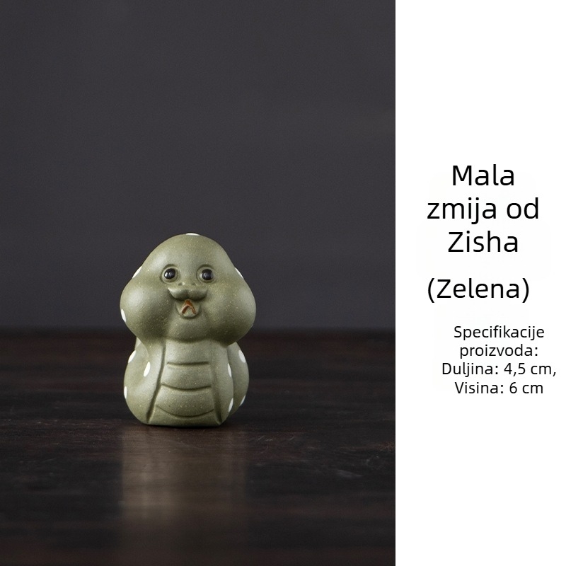 Zmijino znamenje od purpurne gline – ručno izrađena čajna figurica, dekoracija čajnog stola i držač poklopca