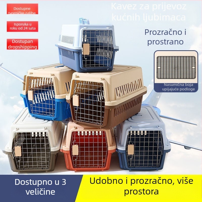 Transportna kutija za kućne ljubimce od tvrdog plastičnog materijala, za mačke i manje pse, prijenosni auto-kavez i kutija za putovanje avionom