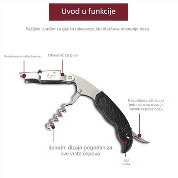 Seahorse Knife otvarač boca s ABS držaštem, višenamjenski, od nehrđajućeg čelika za pivo i vino