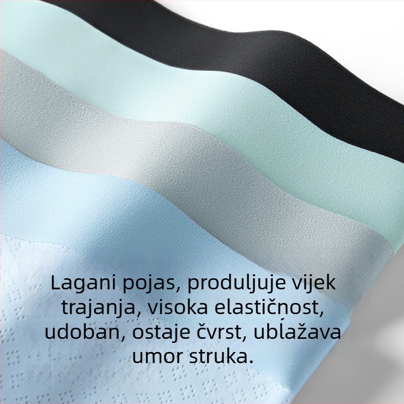 Muške bokserice Ice Silk, bezšivne, brzo se suše, antibakterijske, prozračne mrežaste, velike veličine