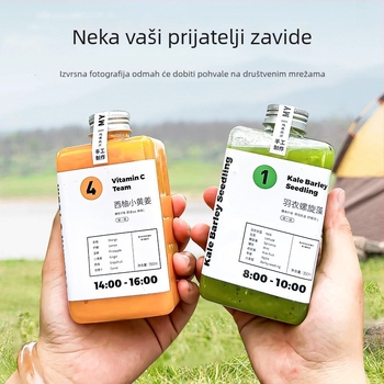 350 ml PET boca pića s aluminijskim poklopcem, plosnatog četvrtastog dizajna za svježe iscijeđene sokove i čajeve