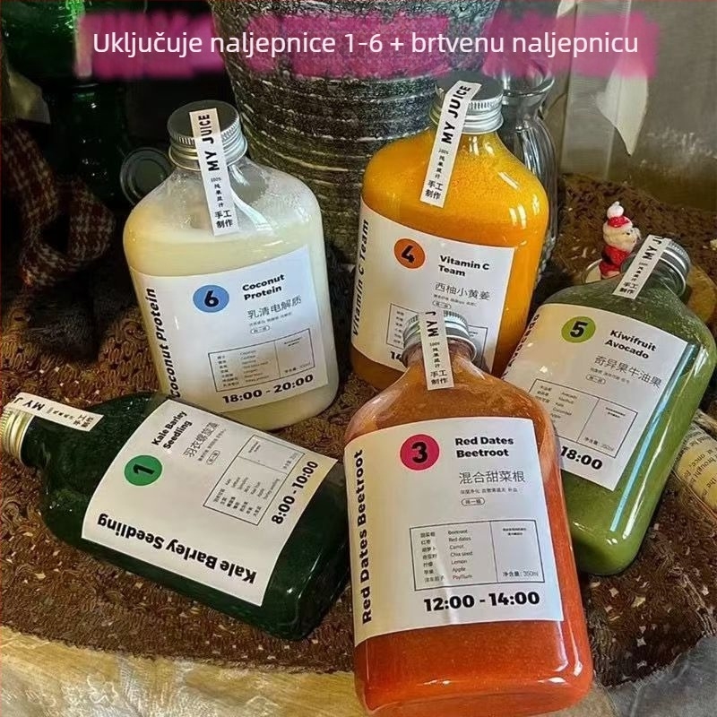 350 ml PET boca pića s aluminijskim poklopcem, plosnatog četvrtastog dizajna za svježe iscijeđene sokove i čajeve
