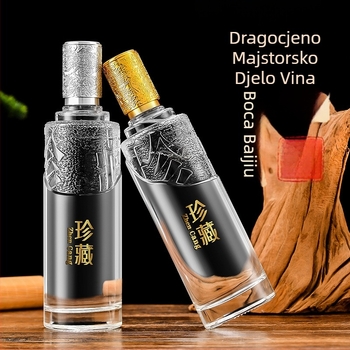 Premium kristalno prozirna staklena boca 500 ml, prazna, za pakiranje napitka, u poklon kutiji