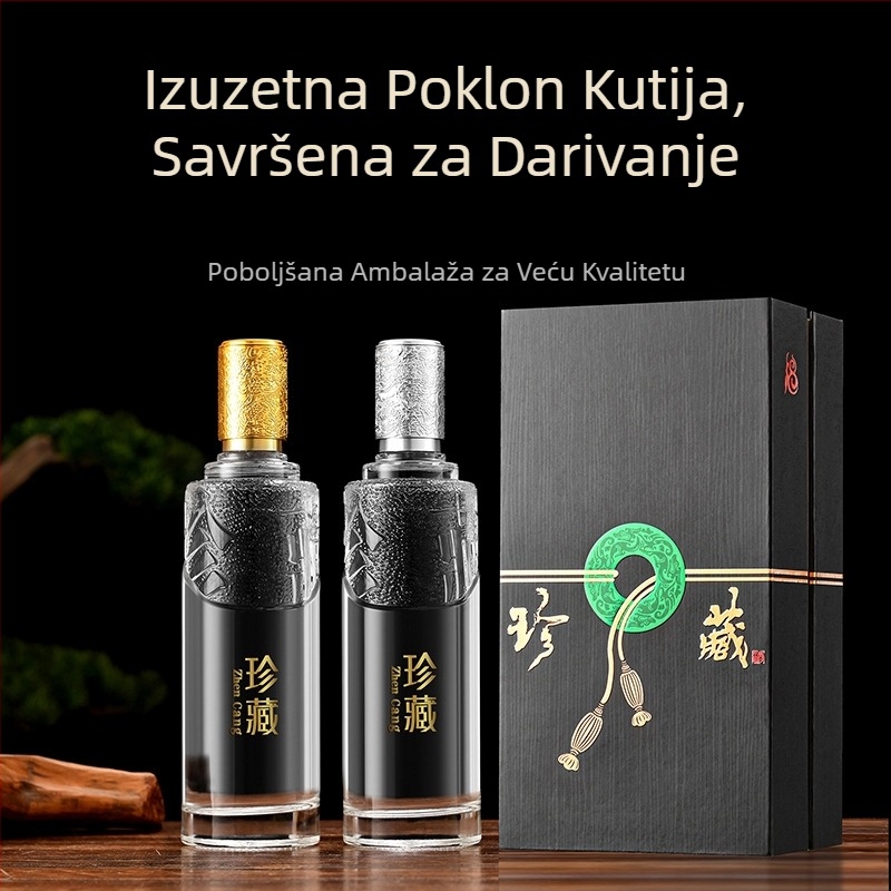 Premium kristalno prozirna staklena boca 500 ml, prazna, za pakiranje napitka, u poklon kutiji