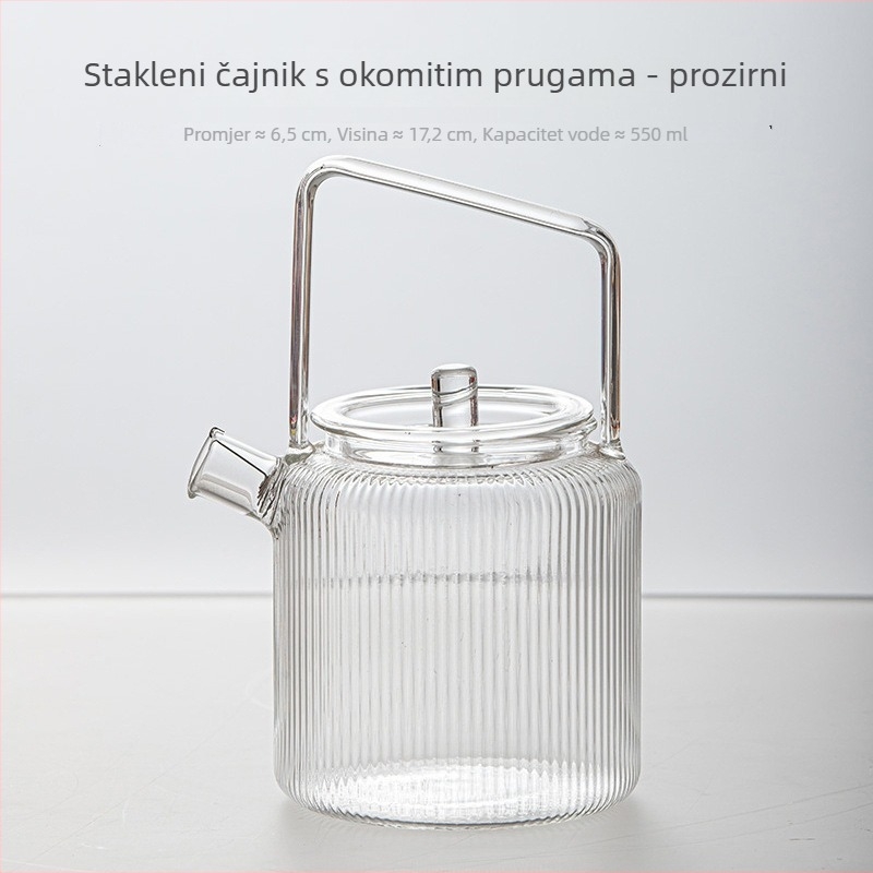 Prozirna višebojna staklena čajnik za zeleni čaj, otporna na toplinu, kineskog stila s ručkom i filtrom za hladnu infuziju