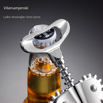 Otvarač boce od cinkove legure, vino i pivo, višenamjenski, nepravilan dizajn
