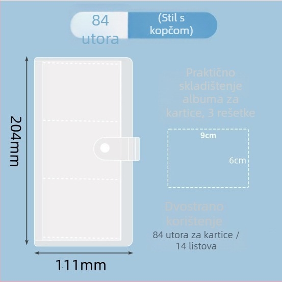 Prozirni album za kartice za nakit s 3×4 pretincima, za kartice veličine 3 inča, kompaktni Polaroid fotoalbum