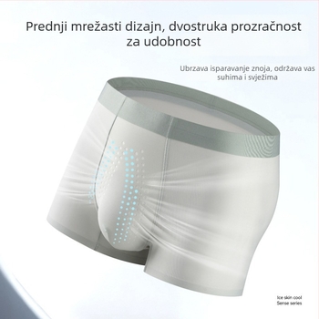 Lagane muške bokserice od ice-silk s prozračnom mrežom, antibakterijske, 7A, ljeto ultra-tanko brzo-sušeće bokserice