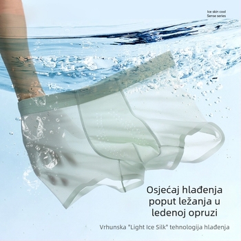 Lagane muške bokserice od ice-silk s prozračnom mrežom, antibakterijske, 7A, ljeto ultra-tanko brzo-sušeće bokserice