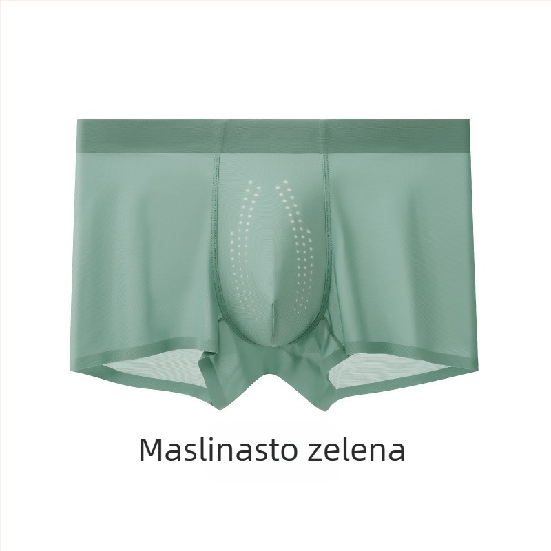 Lagane muške bokserice od ice-silk s prozračnom mrežom, antibakterijske, 7A, ljeto ultra-tanko brzo-sušeće bokserice