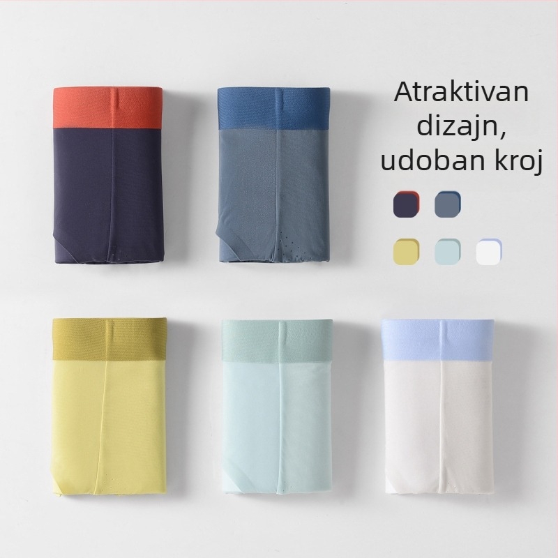 Muške gaćice od ledenog svile, mrežasti materijal, antibakterijske, prozračne, podstava od mulberry svile