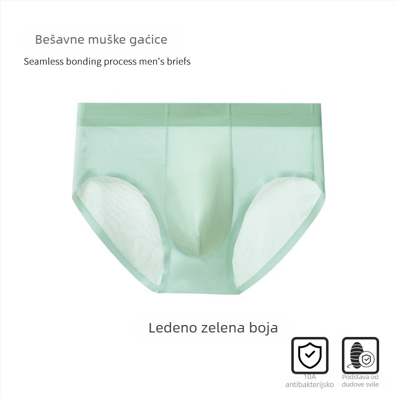 Muške gaćice od ledenog svile, mrežasti materijal, antibakterijske, prozračne, podstava od mulberry svile
