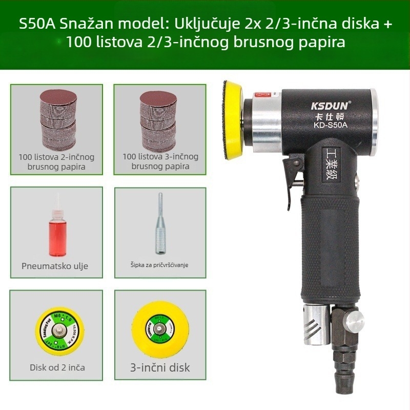 Pneumatski brusno-polirni alat 2–3 inča, ručni, za poliranje automobila te brušenje šmirgl papira, suho brušenje