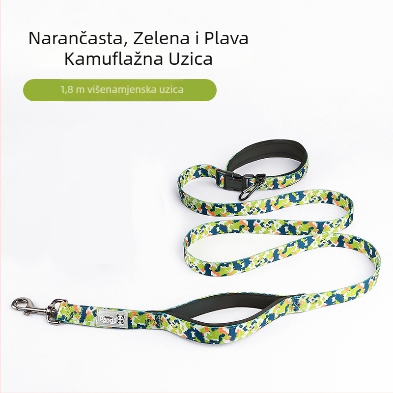 Povodac za srednje do velike pse, poput corgija, šiba inu, labradora i malinoisa, s ogrlicom za kućne ljubimce i prilagodljivim vratnim remenom.