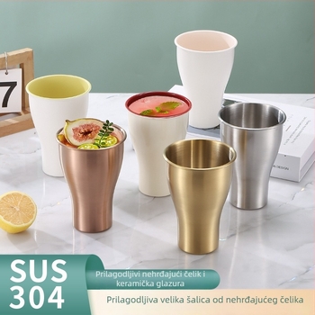 304 nehrđajući čelik, korejskog stila čaša za pivo s velikim trbušnim oblikom, jednodjelna čaša za sok ili kavu, otporna na padove na otvorenom, boja po želji
