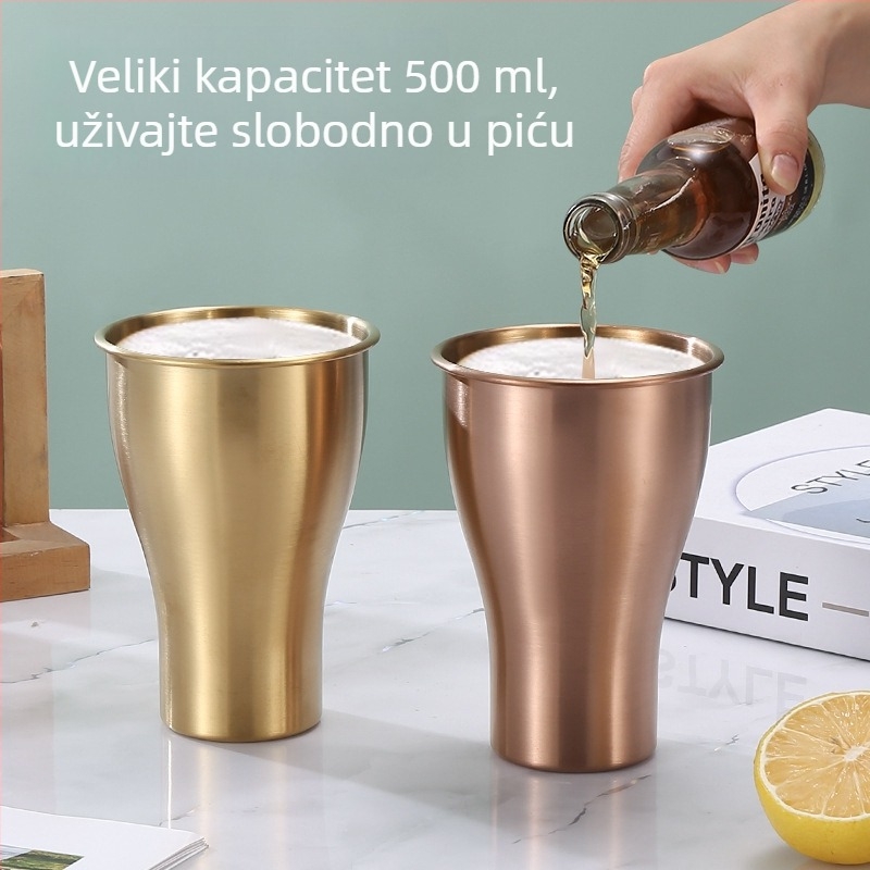 304 nehrđajući čelik, korejskog stila čaša za pivo s velikim trbušnim oblikom, jednodjelna čaša za sok ili kavu, otporna na padove na otvorenom, boja po želji