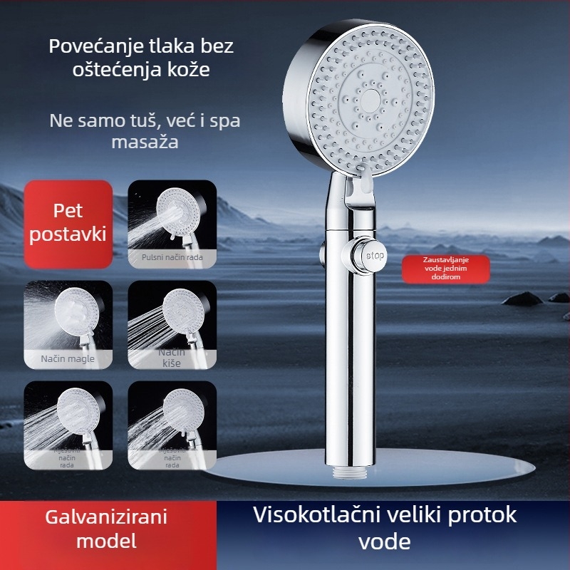 Set tuša s filtrima, slavinom za kupaonu, grijačem za kupaonu, tuš cijev i zidni držač za kućnu upotrebu