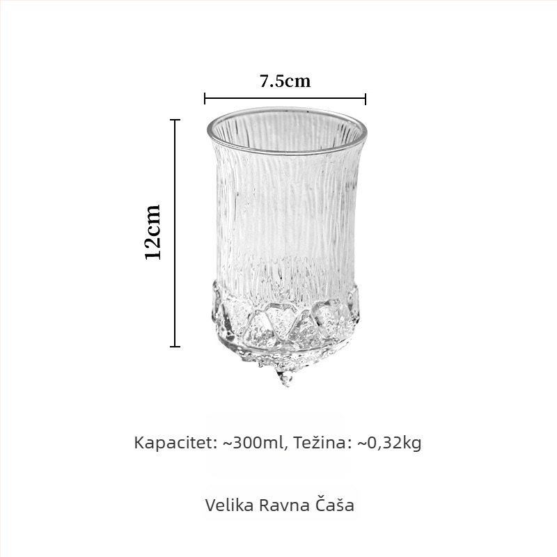 Reljefno staklo: čaša za viski, čaša za crveno i bijelo vino, čaša za vodu, sok i kavu — kreativni dizajn