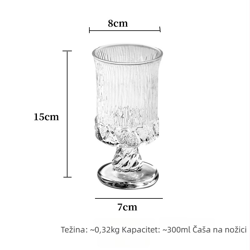 Reljefno staklo: čaša za viski, čaša za crveno i bijelo vino, čaša za vodu, sok i kavu — kreativni dizajn