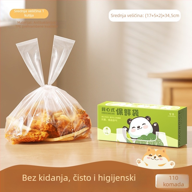 Antibakterijska torbica u stilu prsluka za čuvanje svježine, jednokratna plastična vrećica za hranu, ručna vrećica za skladištenje u hladnjaku