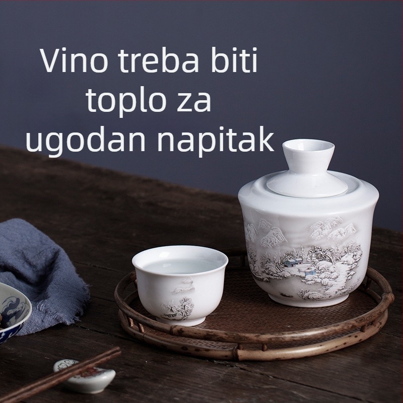 Porcelanski set za grijanje pića uz čaše