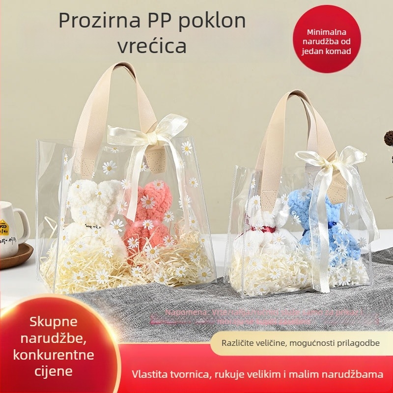 Prozirna PVC torba – kreativna suvenir torba za Festival zmajevih čamaca, cvijeće i rođendanske poklone