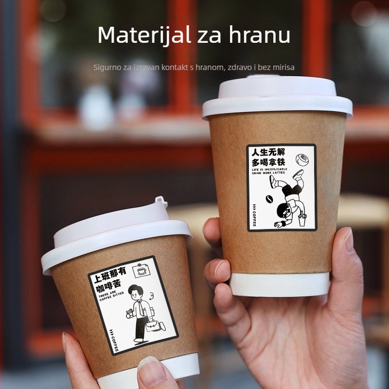 Jednokratna debela izolirana dvostruka papirnata čaša za tople napitke, šalice za kavu u modernom stilu, jesen-zima