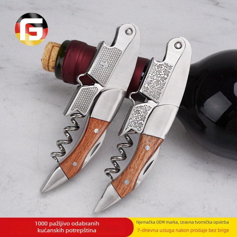 Vrhunska otvarač boce vina i piva od nehrđajućeg čelika, višenamjenski alat s nožem Seahorse i mogućnost logotipa