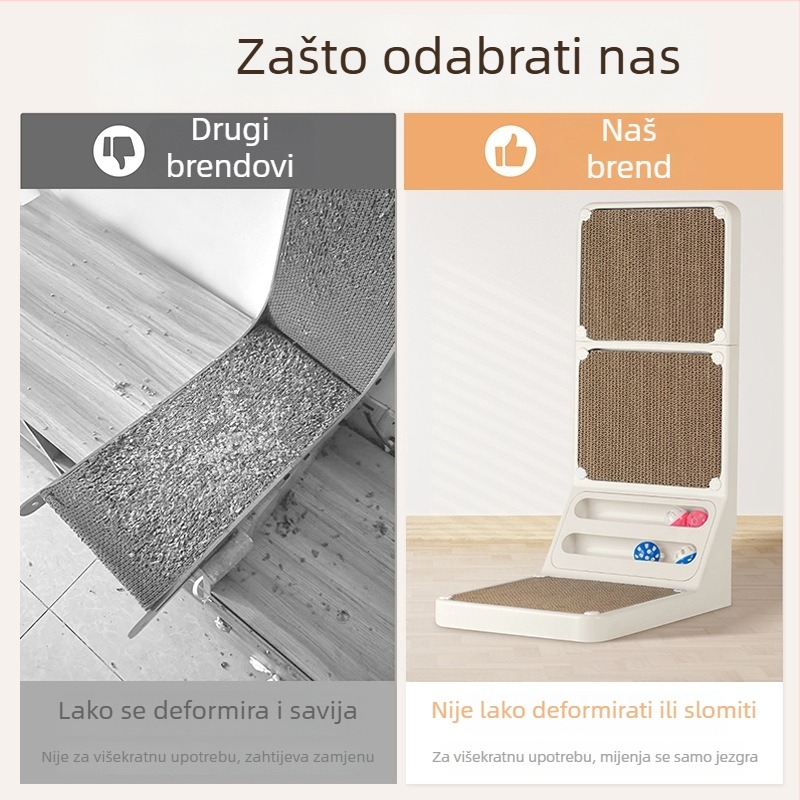 L-oblik ploča za grebanje mačaka, bijela, otporna na habanje, dvostrana, zamjenjiva igračka za mačke