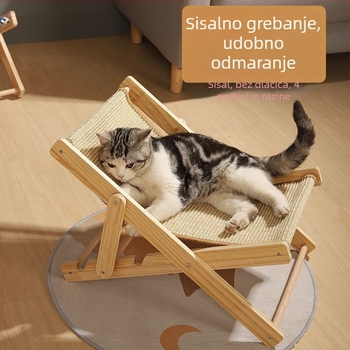 Mačja ležaljka s ploščom za grebanje iz sisala, otporna na grebanje, mačje gnijezdo za sve sezone, sklopiva ležaljka i mačja igračka